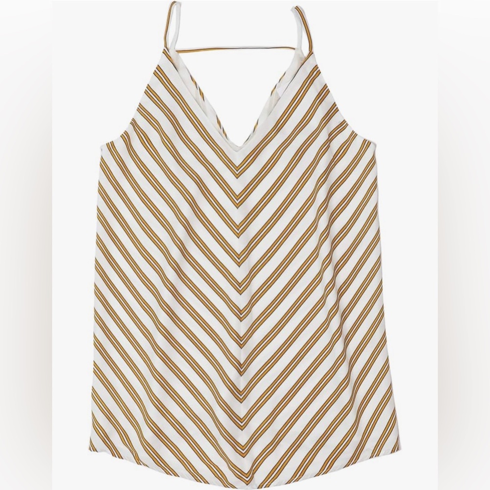Women’s Bar Back Cami Top. Size Small. Mustard/Black/Ivory/Stripe